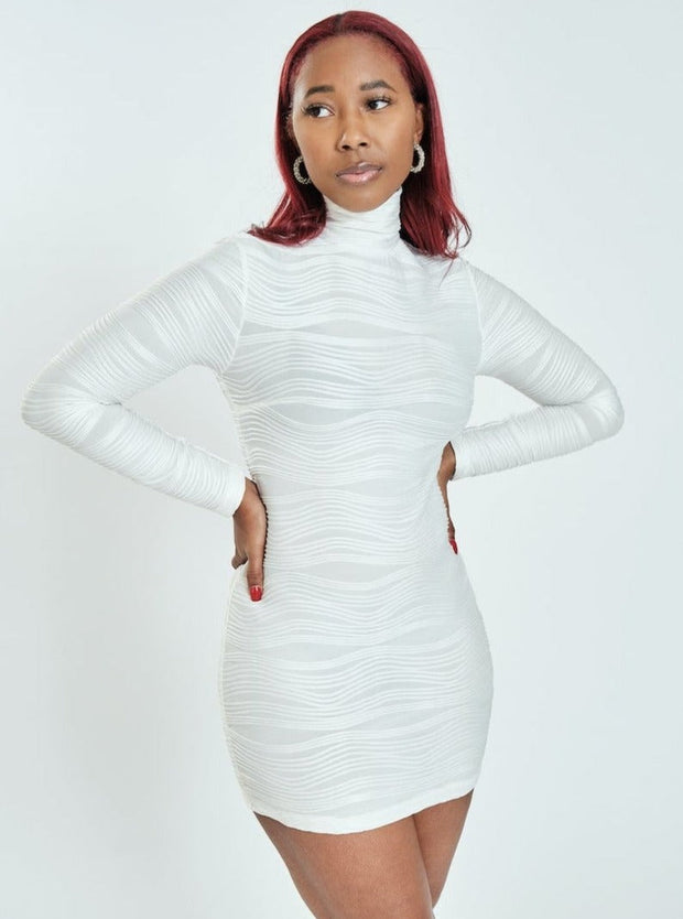Texture Turtleneck Mini Dress | White ...